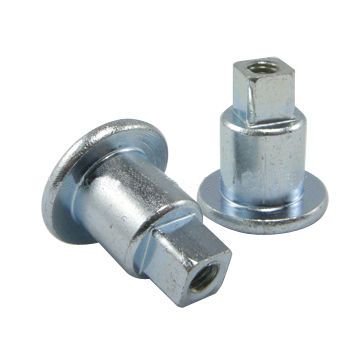 Rivets, step bolt with square end, cheese head, internally threaded, blue zinc
